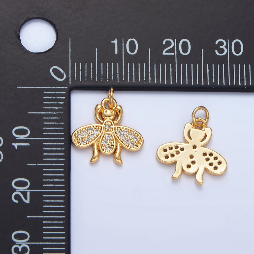 24K Gold plated Insect Bug Animal Micro Paved CZ Charm | X870 - DLUXCA