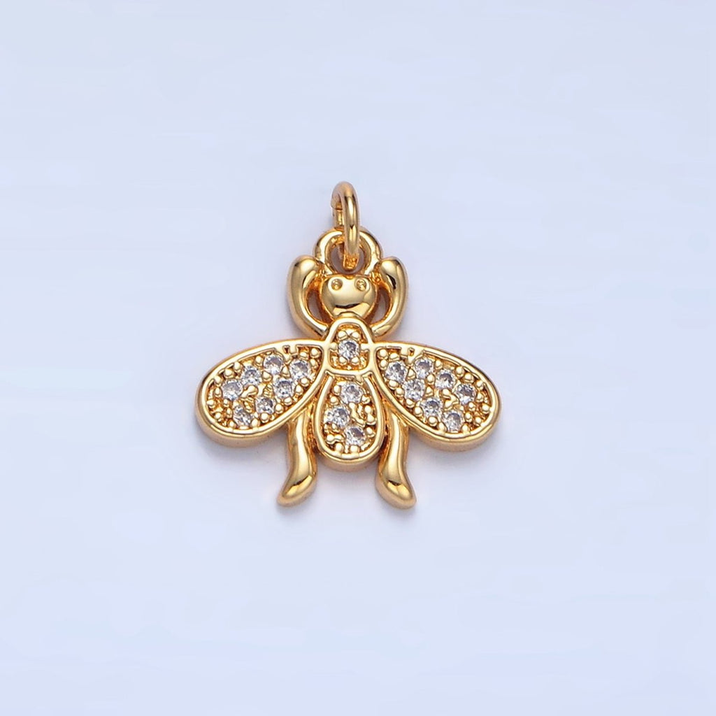 24K Gold plated Insect Bug Animal Micro Paved CZ Charm | X870 - DLUXCA