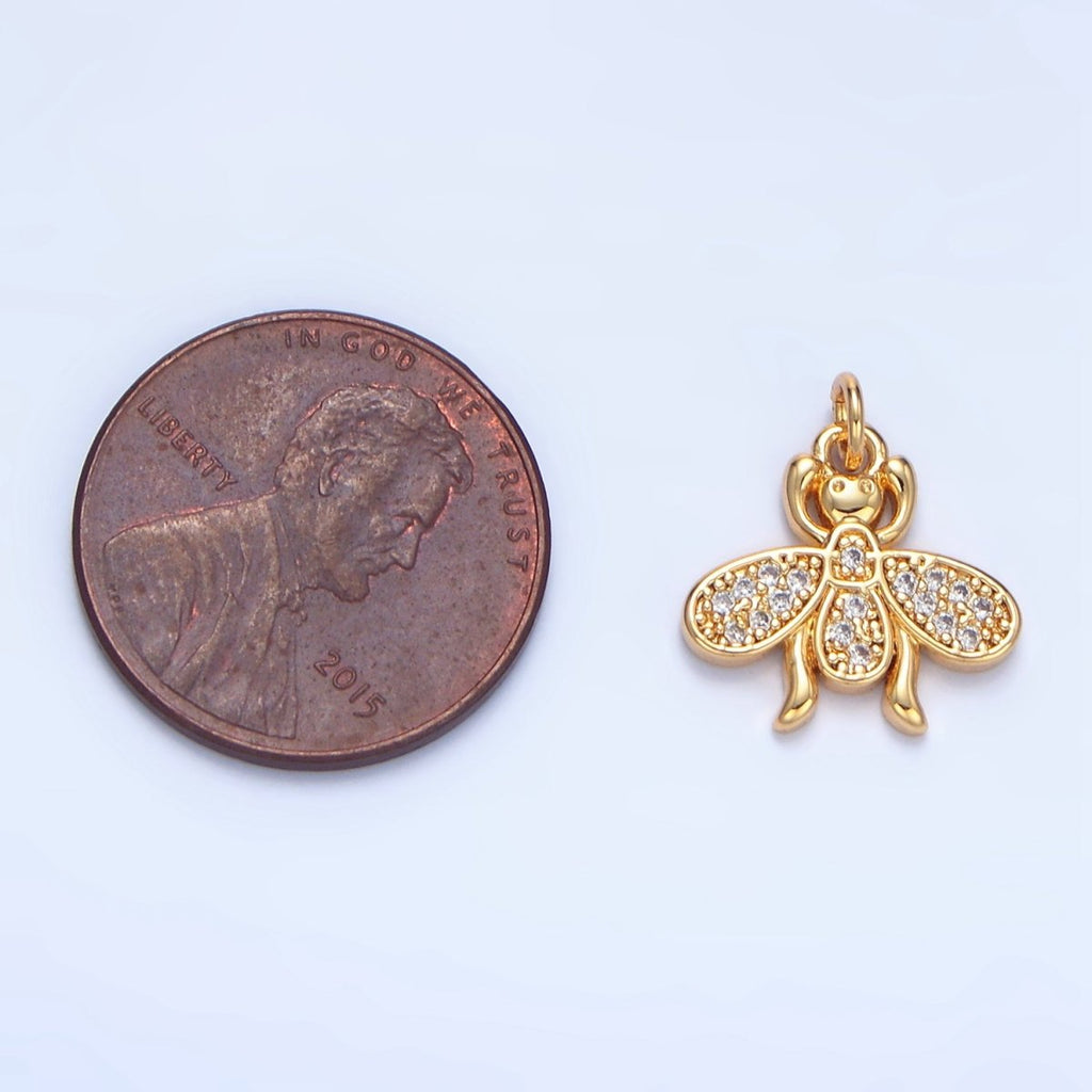24K Gold plated Insect Bug Animal Micro Paved CZ Charm | X870 - DLUXCA