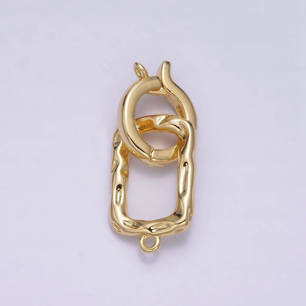 24K Gold plated Interchangeable Charm Holder Hammered Open Oblong Drop Jewelry Making Supply | Z-448 - DLUXCA