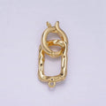 24K Gold plated Interchangeable Charm Holder Hammered Open Oblong Drop Jewelry Making Supply | Z-448 - DLUXCA
