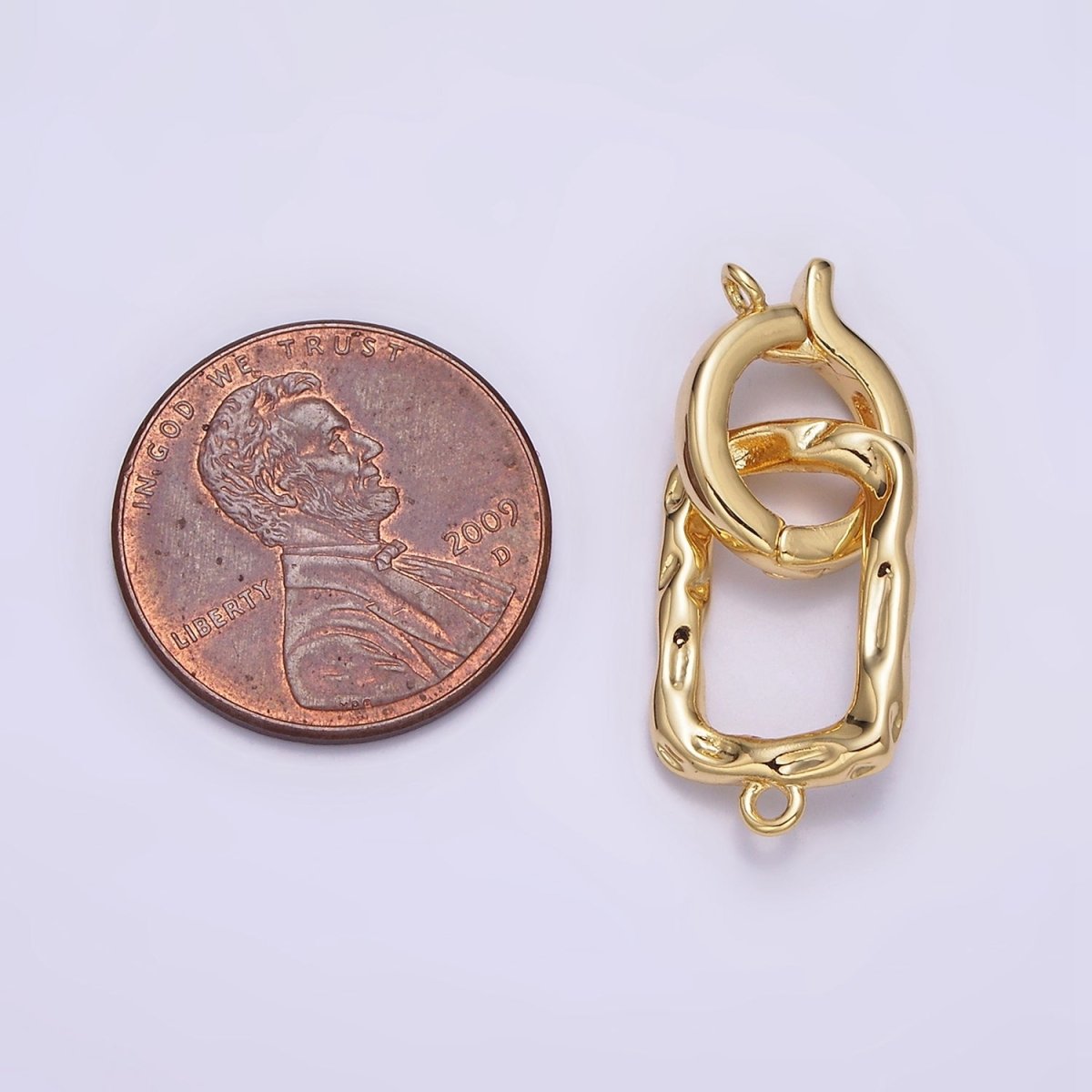 24K Gold plated Interchangeable Charm Holder Hammered Open Oblong Drop Jewelry Making Supply | Z-448 - DLUXCA