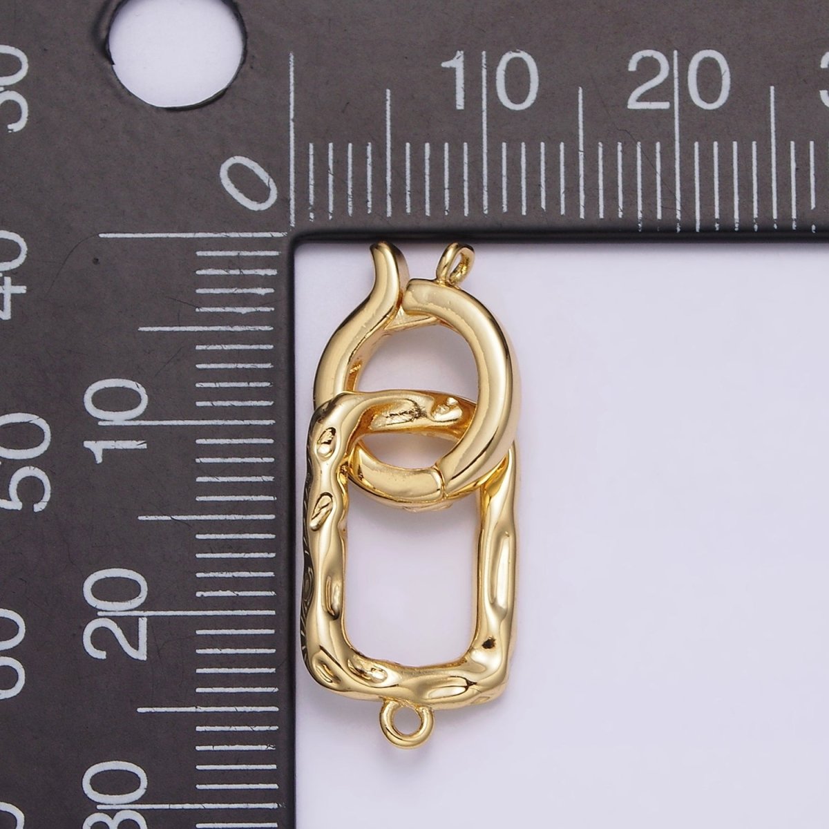 24K Gold plated Interchangeable Charm Holder Hammered Open Oblong Drop Jewelry Making Supply | Z-448 - DLUXCA