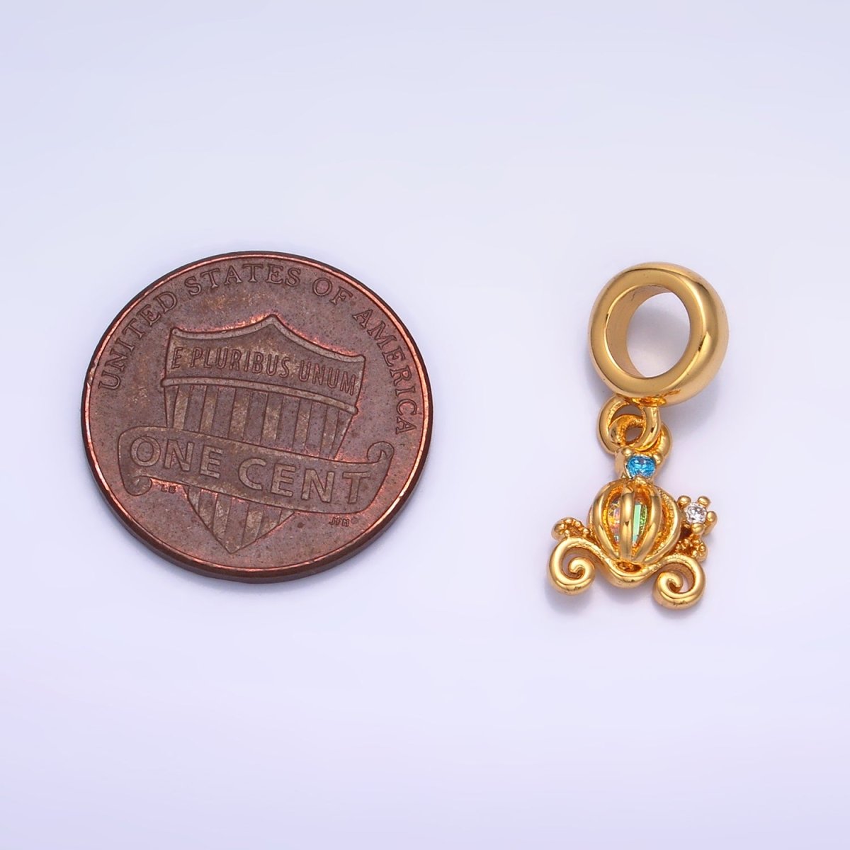 24K Gold plated Iridescent CZ Carriage Rhondelle Drop Pendant | W407 - DLUXCA