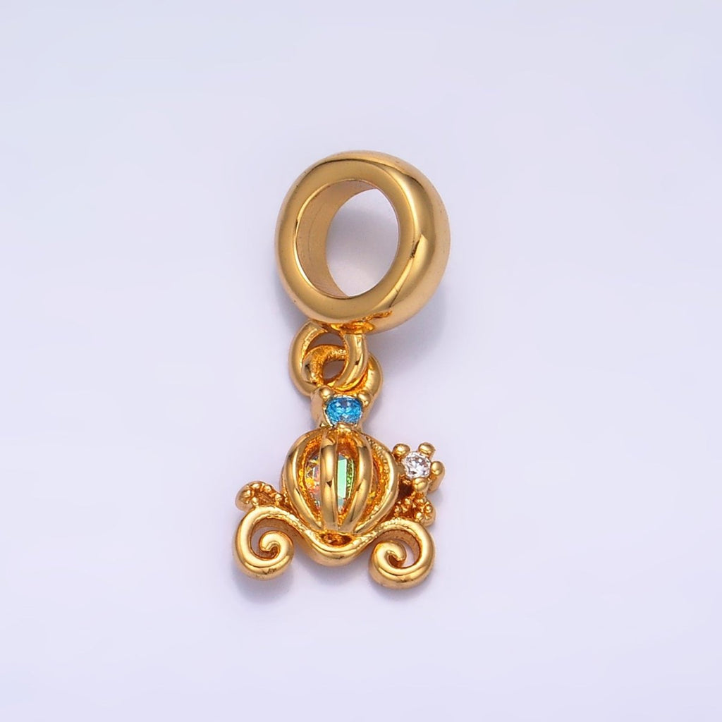 24K Gold plated Iridescent CZ Carriage Rhondelle Drop Pendant | W407 - DLUXCA