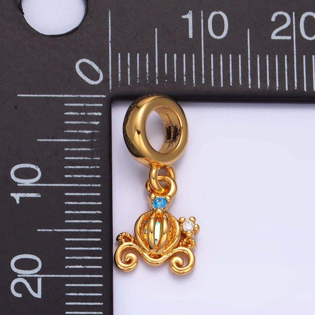 24K Gold plated Iridescent CZ Carriage Rhondelle Drop Pendant | W407 - DLUXCA