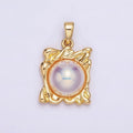 24K Gold plated Iridescent Pearl Molten Drip Square Pendant | AA577 - DLUXCA