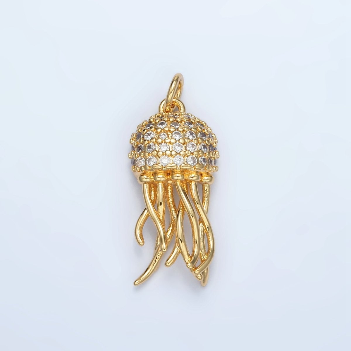 24K Gold plated Jellyfish Micro Paved CZ Charm in Gold & Silver | AG863