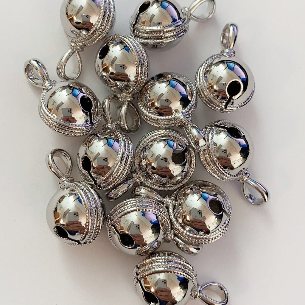24k Gold plated Jingle Bell Charms Round Bell Charms Antique Gold Bell Pendant for anklet Necklace Bracelet making " Can Jingle" D-157 D-158