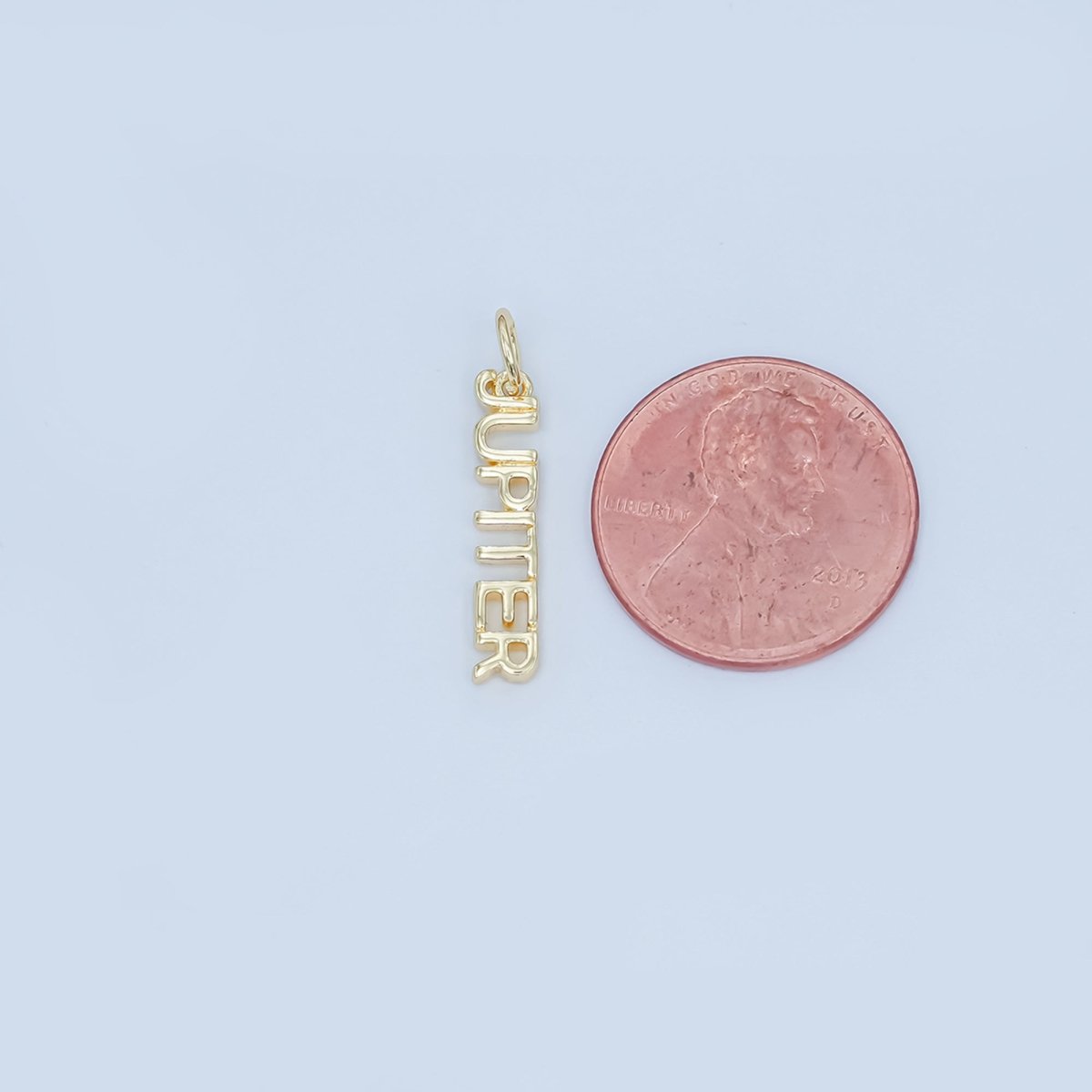 24K Gold plated "JUPITER" Name Planet Script Charm | M802 