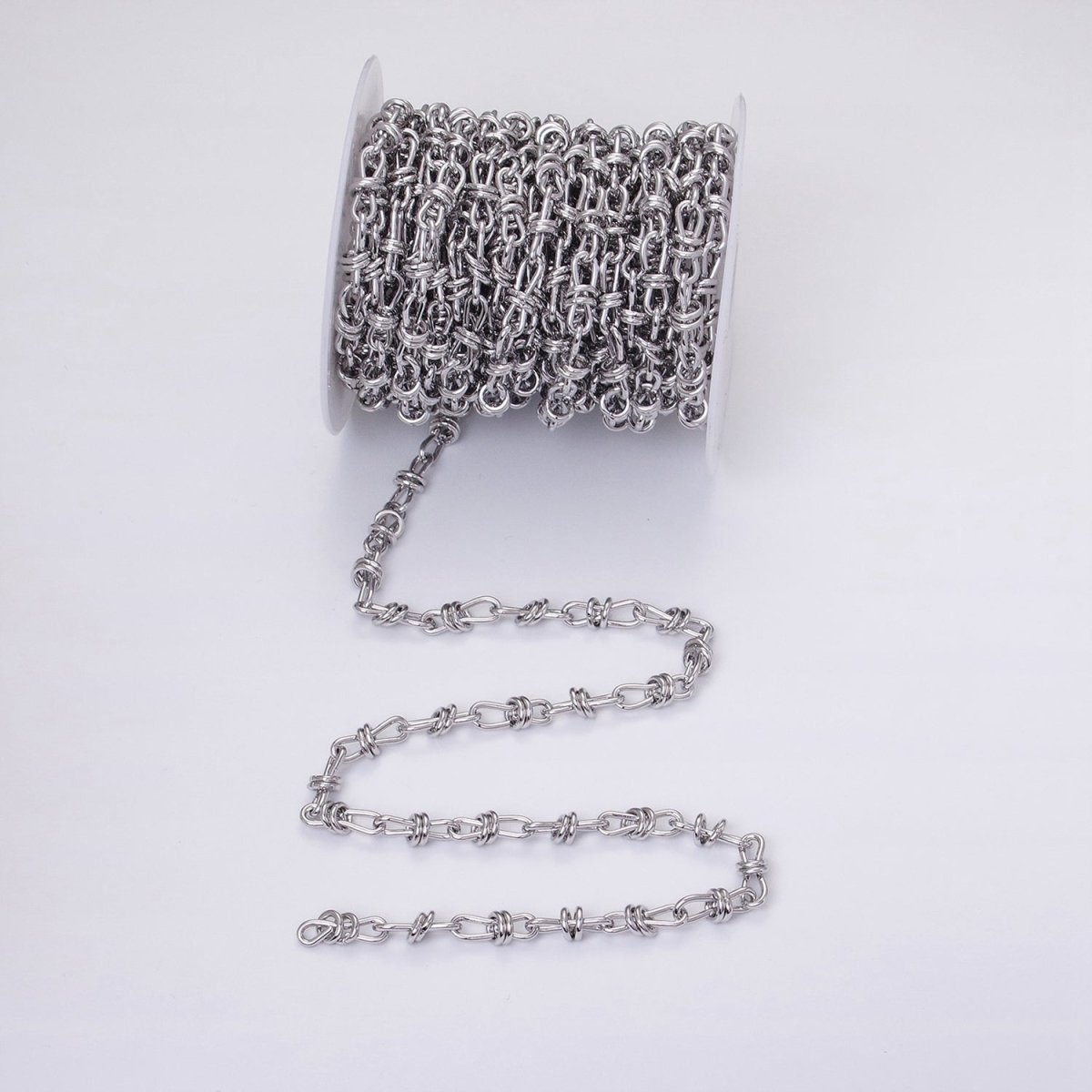 24K Gold plated Knot Cable Chain Link Bold 6.8mm Cable Chain Link Unfinished Yard Chain in Gold & Silver | ROLL-1309 ROLL-1310 Clearance Pricing - DLUXCA