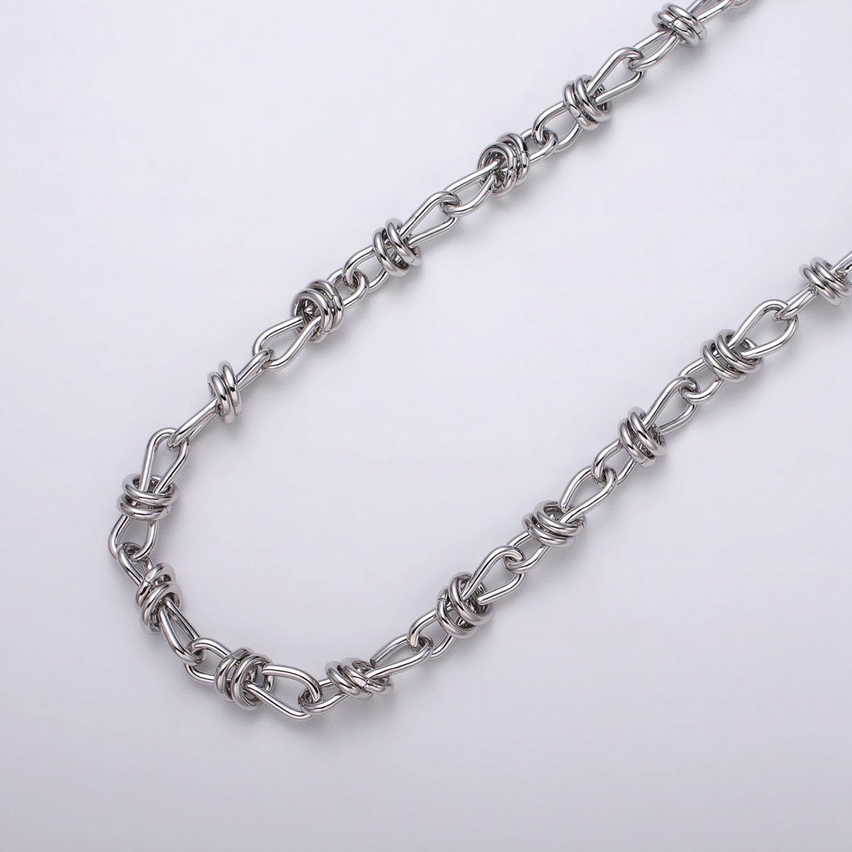 24K Gold plated Knot Cable Chain Link Bold 6.8mm Cable Chain Link Unfinished Yard Chain in Gold & Silver | ROLL-1309 ROLL-1310 Clearance Pricing - DLUXCA