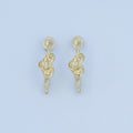 24K Gold plated Knot Foil J - Shaped Hoop Drop Earring Findings | Z1133 - DLUXCA
