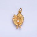 24K Gold plated Leaf Nature CZ Multidimensional 3D Charm in Gold & Silver | W794 - DLUXCA