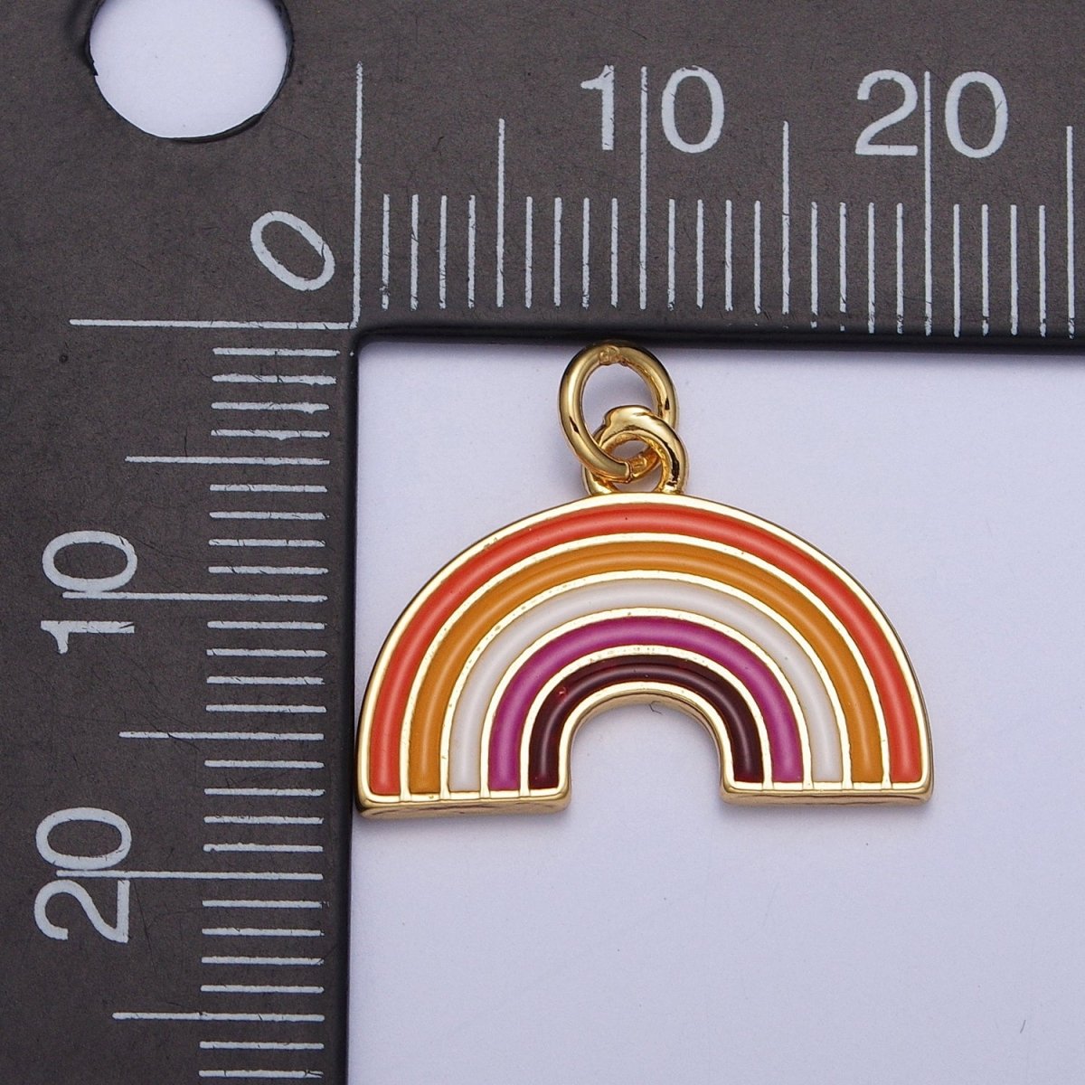 24K Gold plated Lesbian LGBTQ Pride Flag Gradient Enamel Rainbow Charm For Jewelry Making AG-111 - DLUXCA