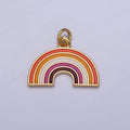 24K Gold plated Lesbian LGBTQ Pride Flag Gradient Enamel Rainbow Charm For Jewelry Making AG-111 - DLUXCA
