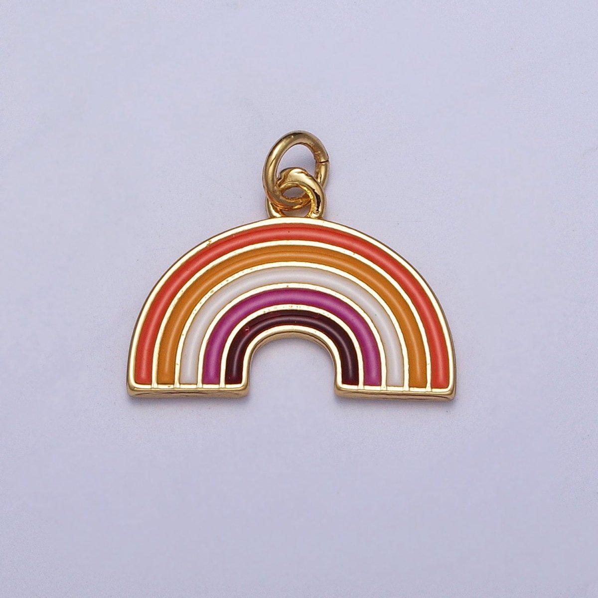 24K Gold plated Lesbian LGBTQ Pride Flag Gradient Enamel Rainbow Charm For Jewelry Making AG-111 - DLUXCA