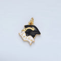 24K Gold plated "Let's Go" Graduation Cap Charm in Gold & Silver | N737