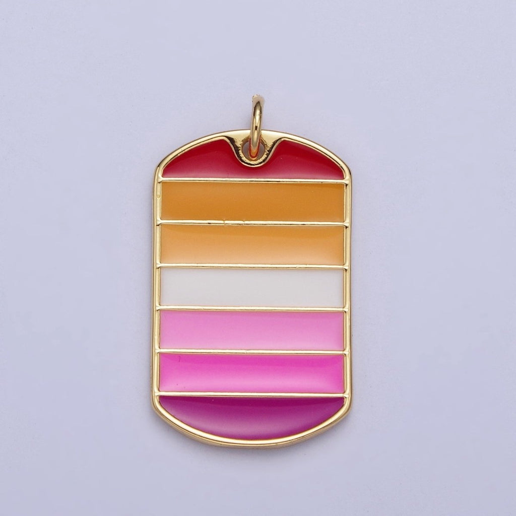 24K Gold plated LGBTQ Lesbian Pride Gradient Enamel Tag Charm | M-496 - DLUXCA