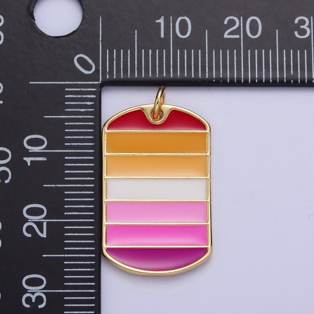 24K Gold plated LGBTQ Lesbian Pride Gradient Enamel Tag Charm | M-496 - DLUXCA