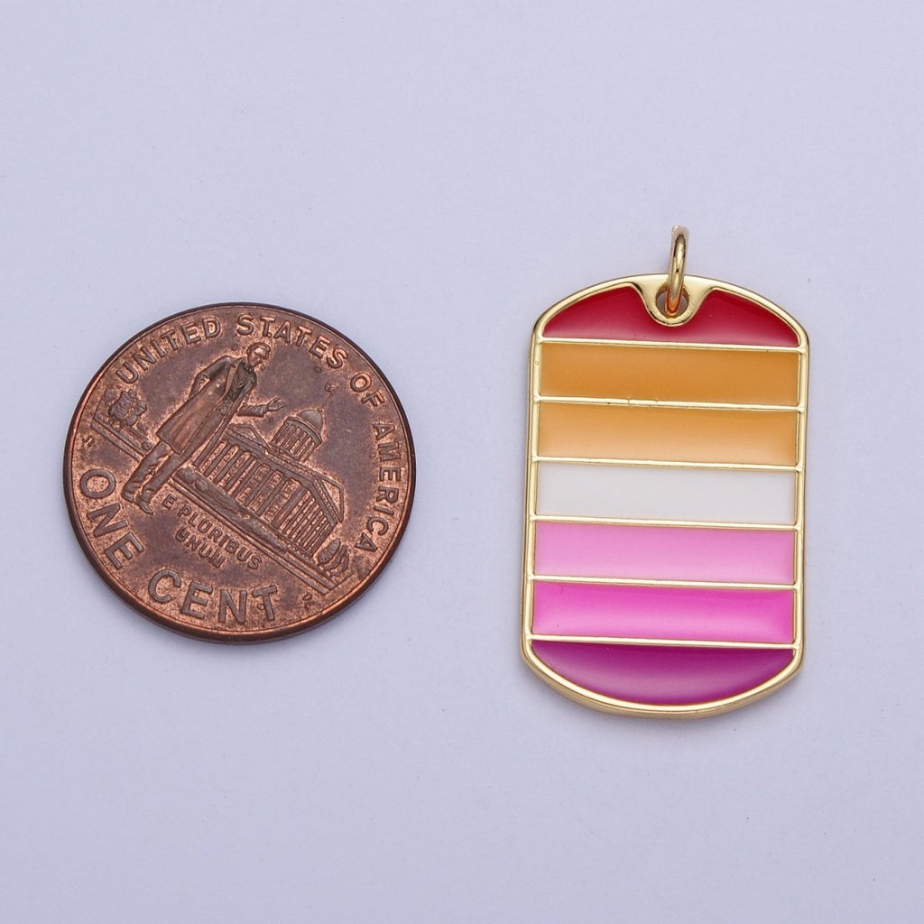 24K Gold plated LGBTQ Lesbian Pride Gradient Enamel Tag Charm | M-496 - DLUXCA