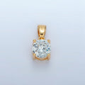 24K Gold plated Light Blue CZ Round Solitaire Pendant | AA872 - DLUXCA