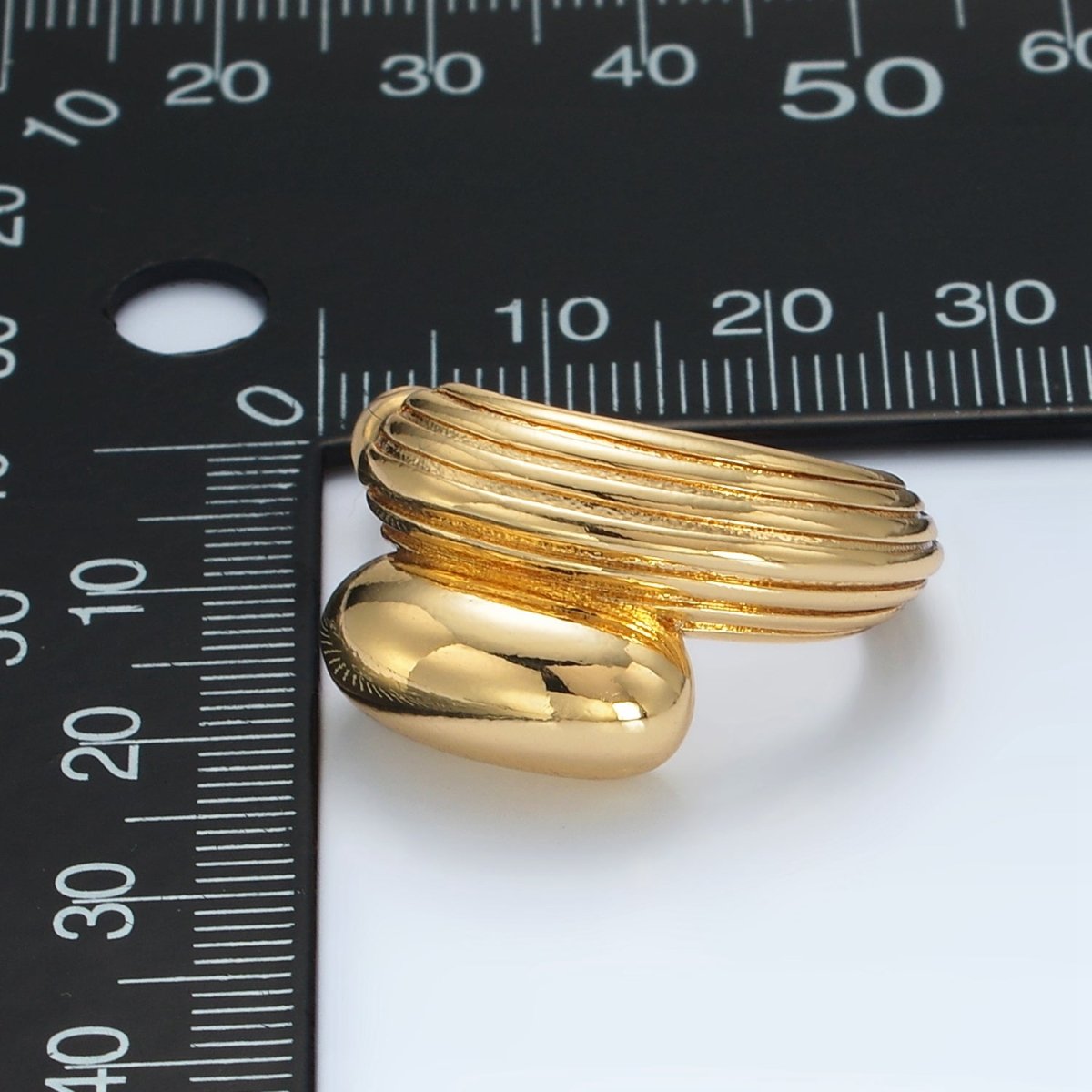 24K Gold plated Line - Textured Double Dome Band C - Shaped Hoop Earrings | Q334 - DLUXCA