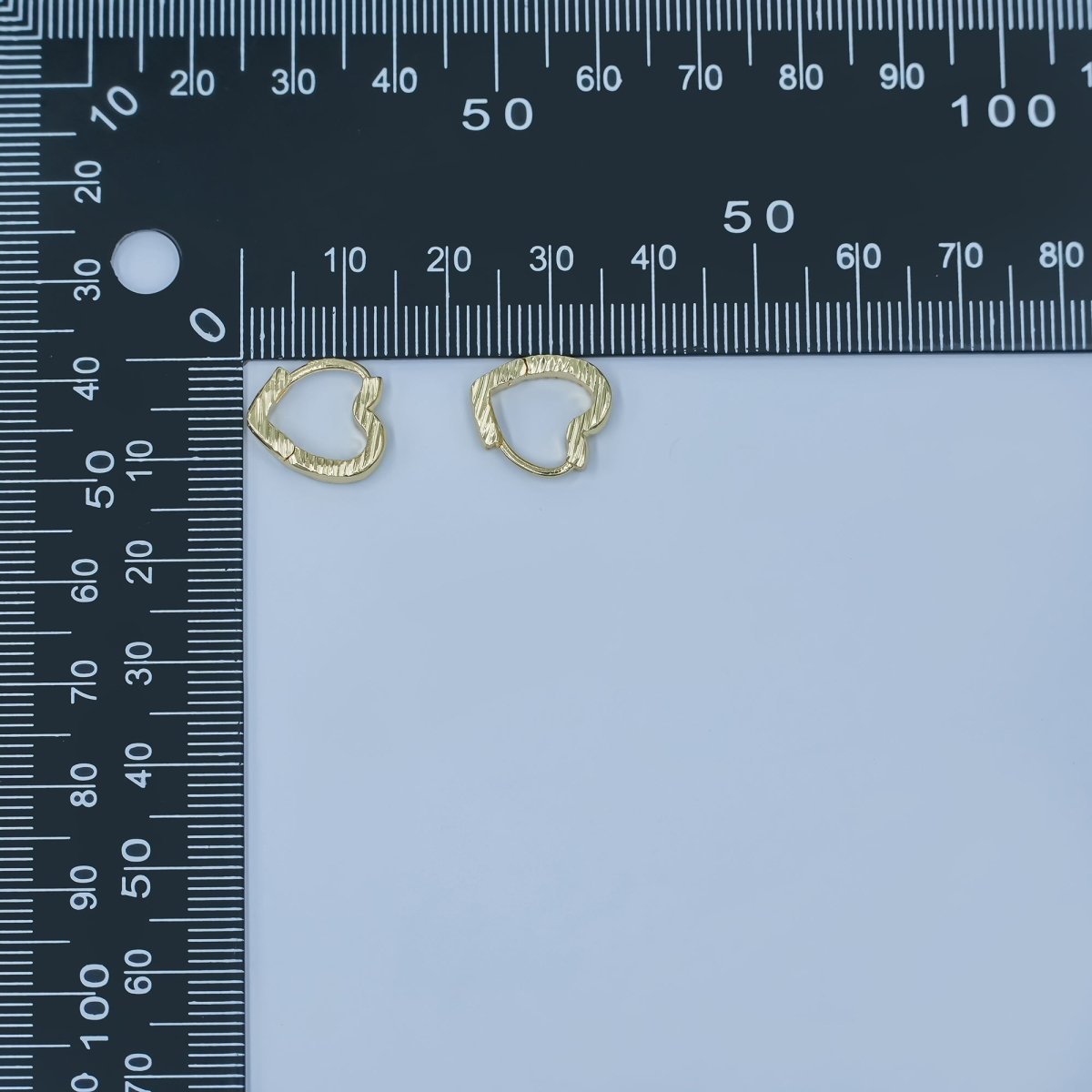 24K Gold plated Line - Textured Heart Hoop Earrings | AD1049 