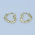 24K Gold plated Line - Textured Heart Hoop Earrings | AD1049 
