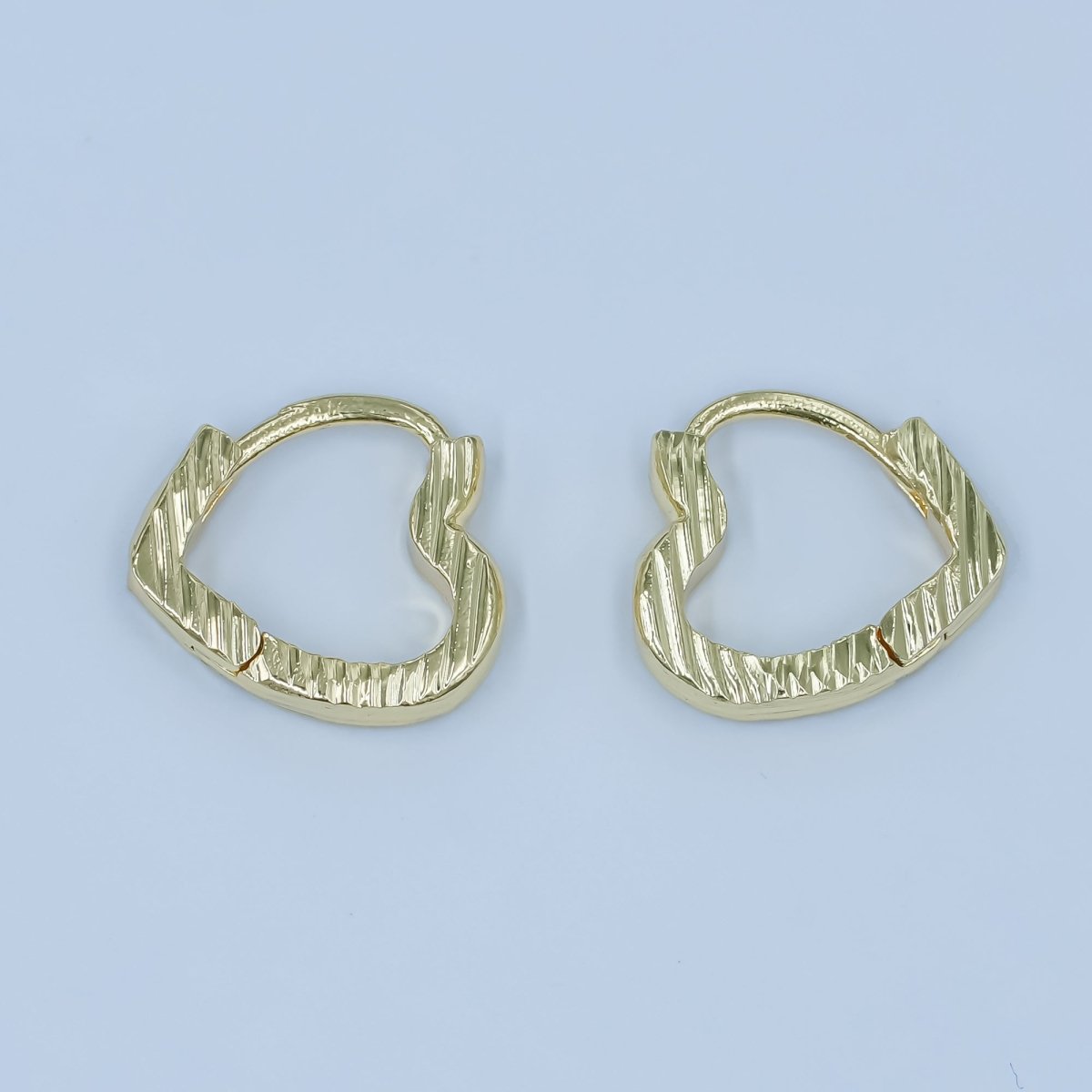 24K Gold plated Line - Textured Heart Hoop Earrings | AD1049 