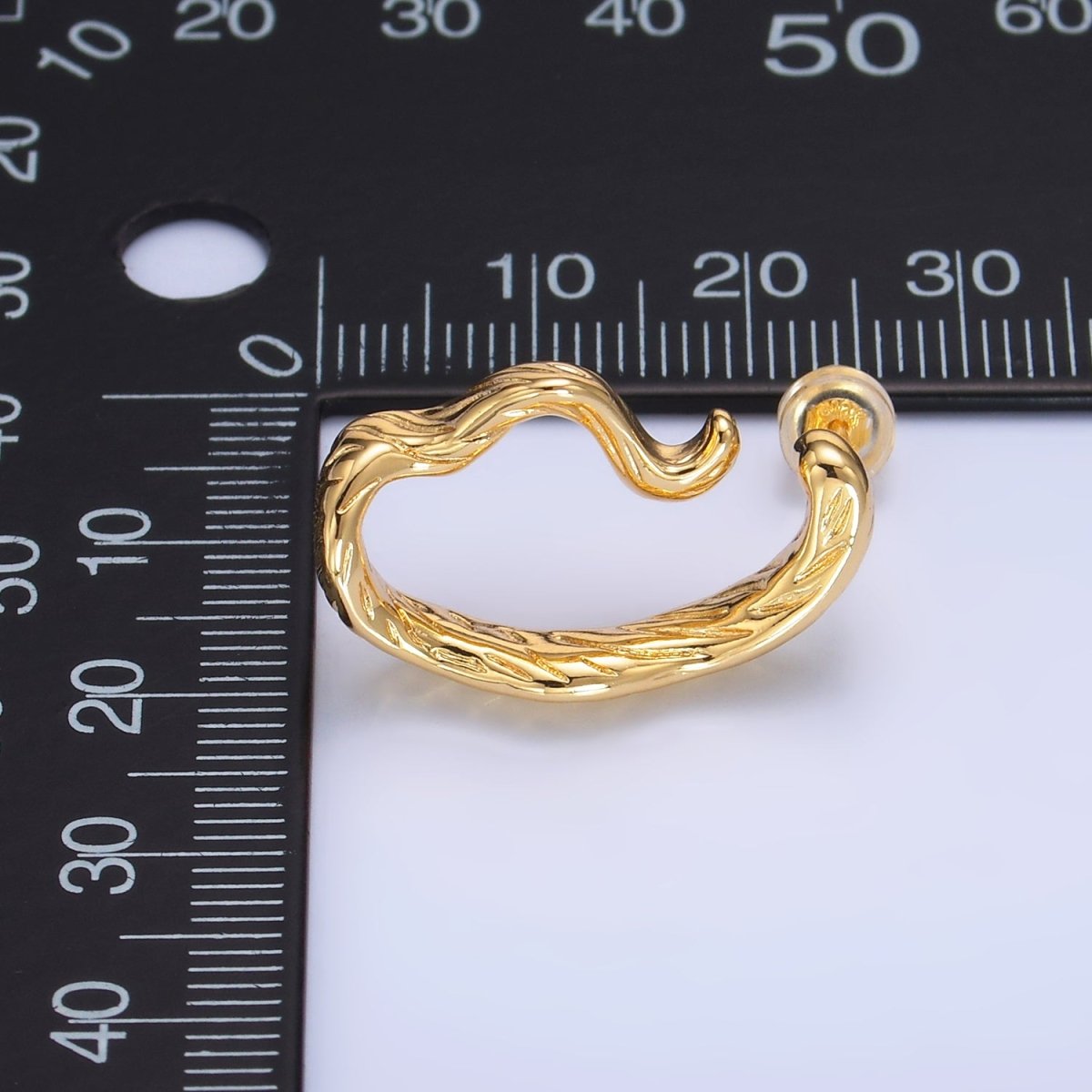 24K Gold plated Lined - Textured Curled Abstract Band Studs Earrings Set | AB484 