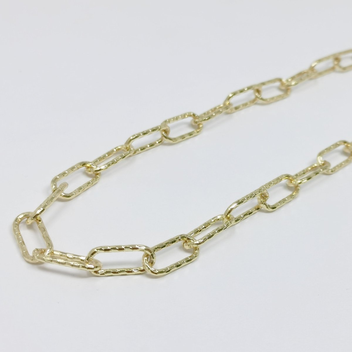 24K Gold plated Linked Paperclip Chain By Yard, Oval Woven PaperClip Chain, Fancy Roll Chain | ROLL-359 Clearance Pricing - DLUXCA