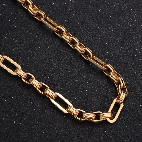 24K Gold plated Long and Short Cable Chain by the Yard Wholesale Roll Chain For Jewelry Necklace Bracelet Anklet Making | ROLL-422 Clearance Pricing - DLUXCA