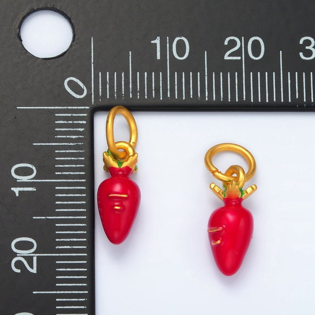 24K Gold plated Long Red Beets Vegie Charm | AG919 - DLUXCA