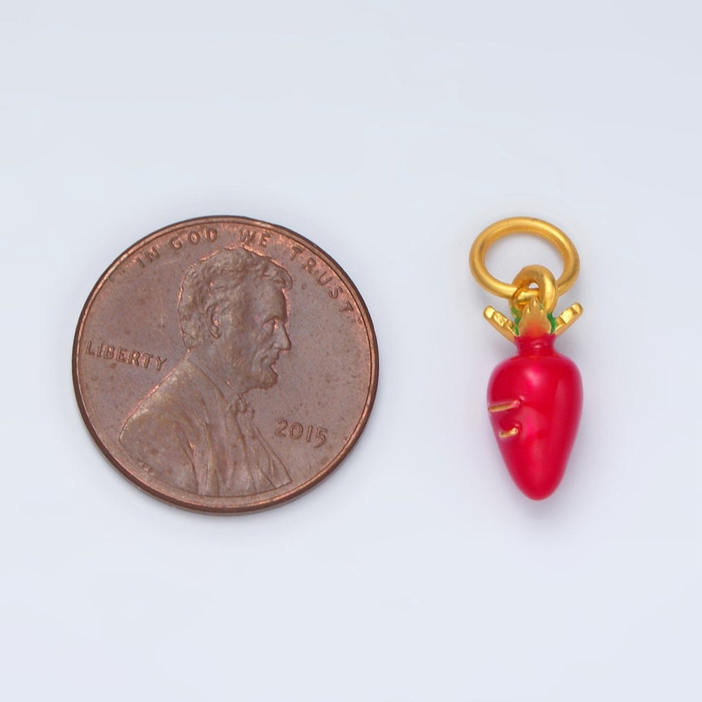 24K Gold plated Long Red Beets Vegie Charm | AG919 - DLUXCA