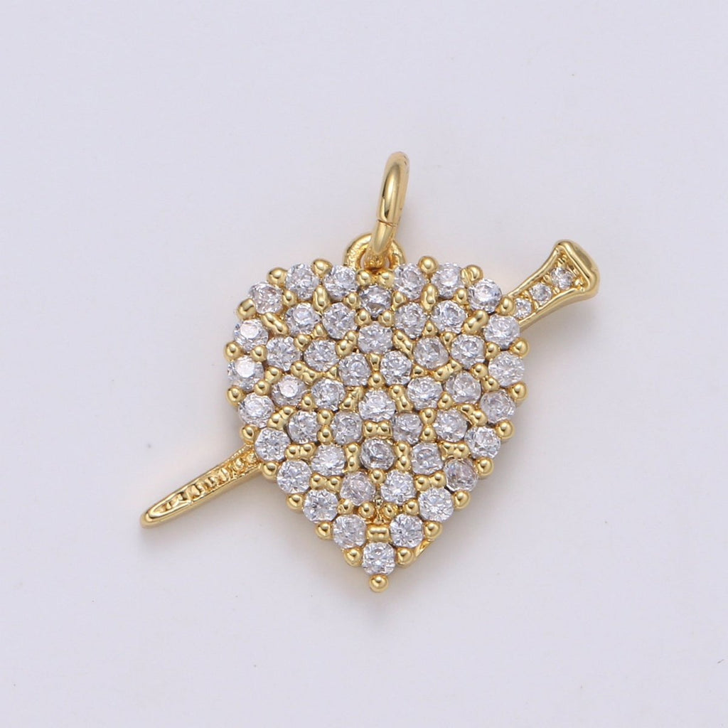 24K Gold plated Love Arrow Heart Charm E-138 - DLUXCA