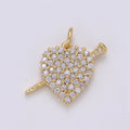 24K Gold plated Love Arrow Heart Charm E-138 - DLUXCA