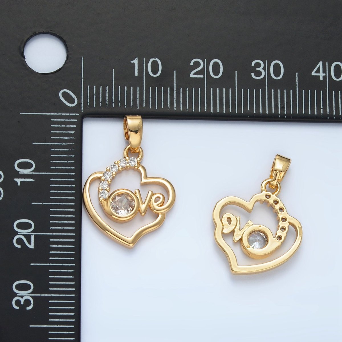24K Gold plated "Love" Script CZ Micro Paved Open Pendant | AA875 - DLUXCA
