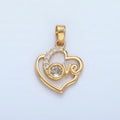 24K Gold plated "Love" Script CZ Micro Paved Open Pendant | AA875 - DLUXCA