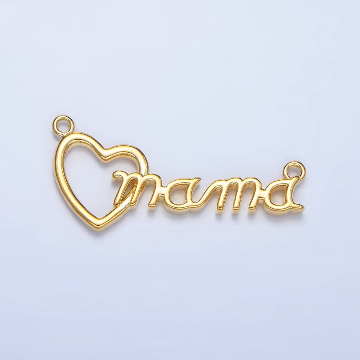 24K Gold plated "MAMA" Heart Script Minimalist Connector | F526 - DLUXCA
