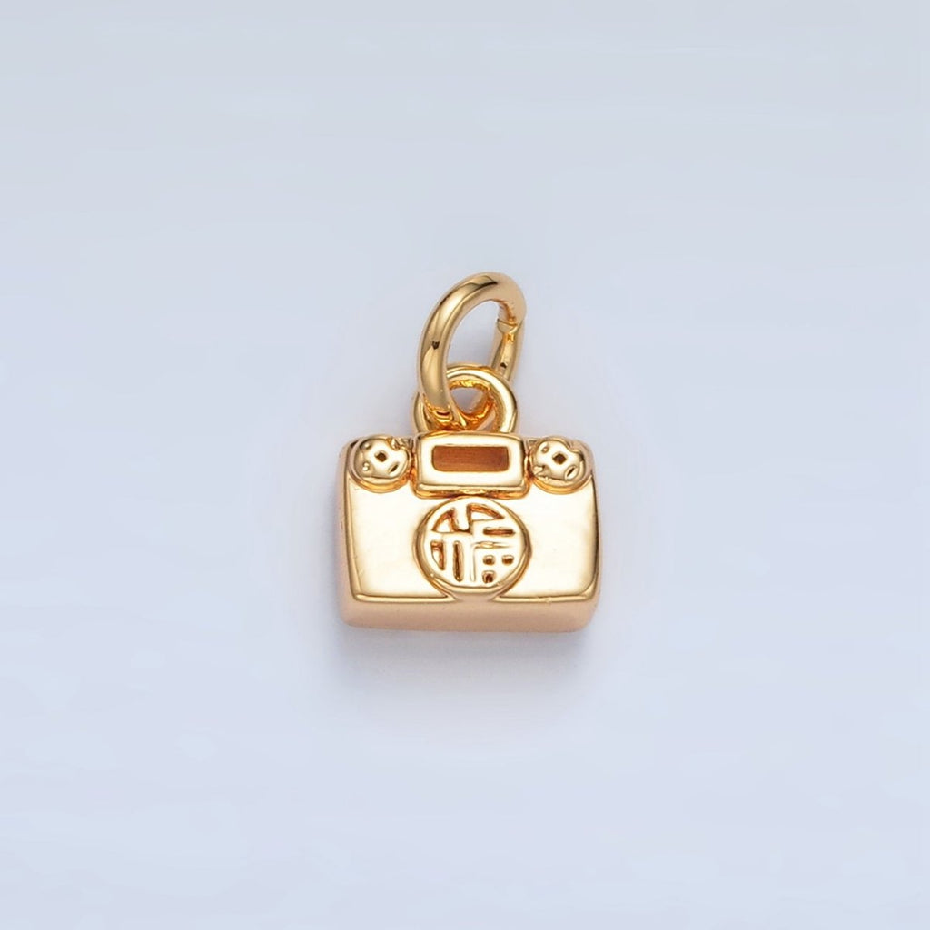 24K Gold plated Mandarin Script Lucky Mini Charm | AG936 - DLUXCA