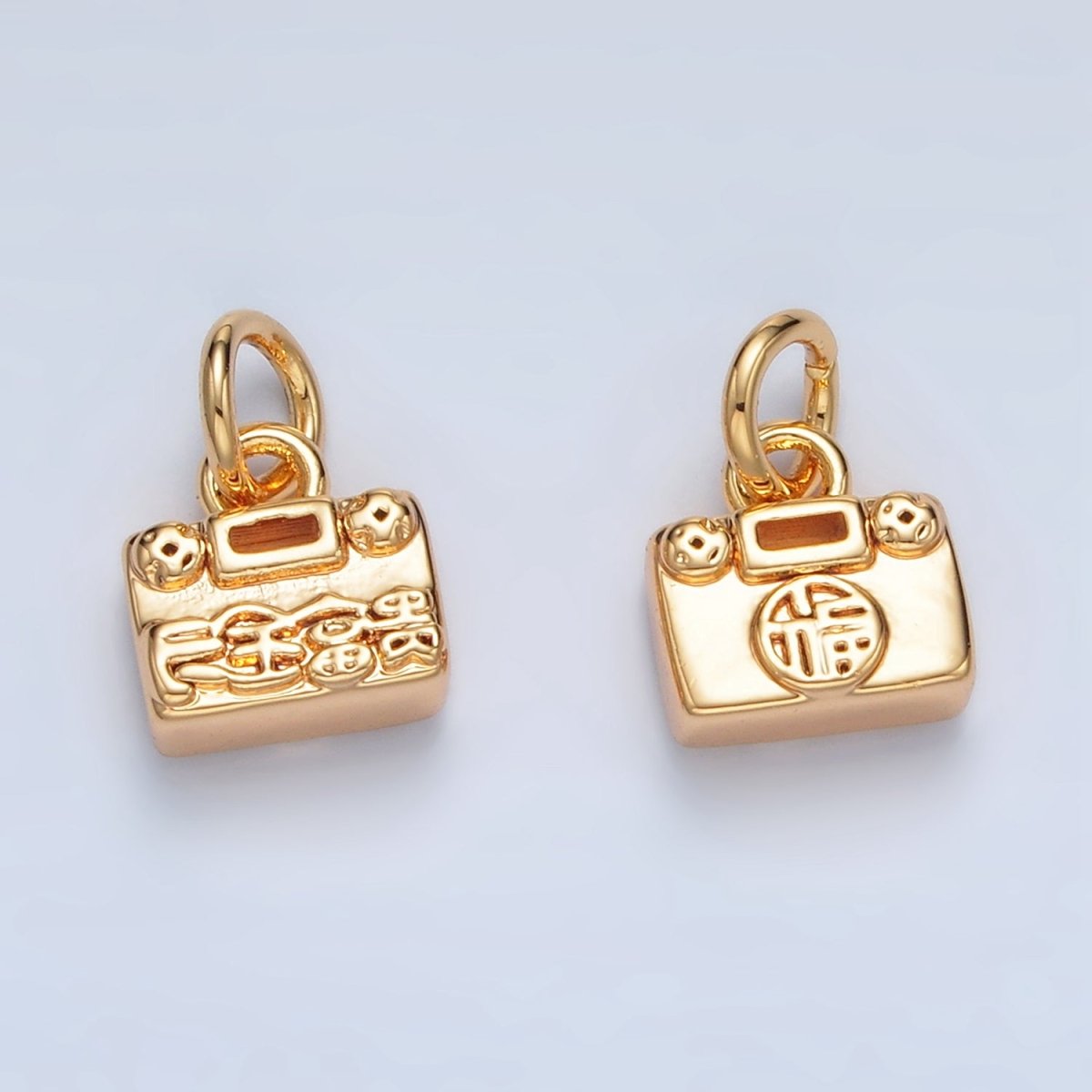 24K Gold plated Mandarin Script Lucky Mini Charm | AG936 - DLUXCA
