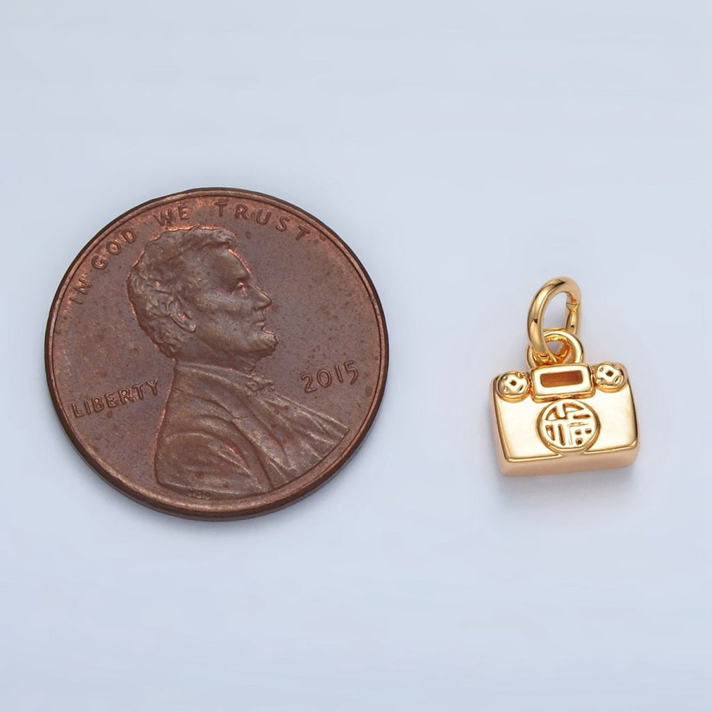 24K Gold plated Mandarin Script Lucky Mini Charm | AG936 - DLUXCA