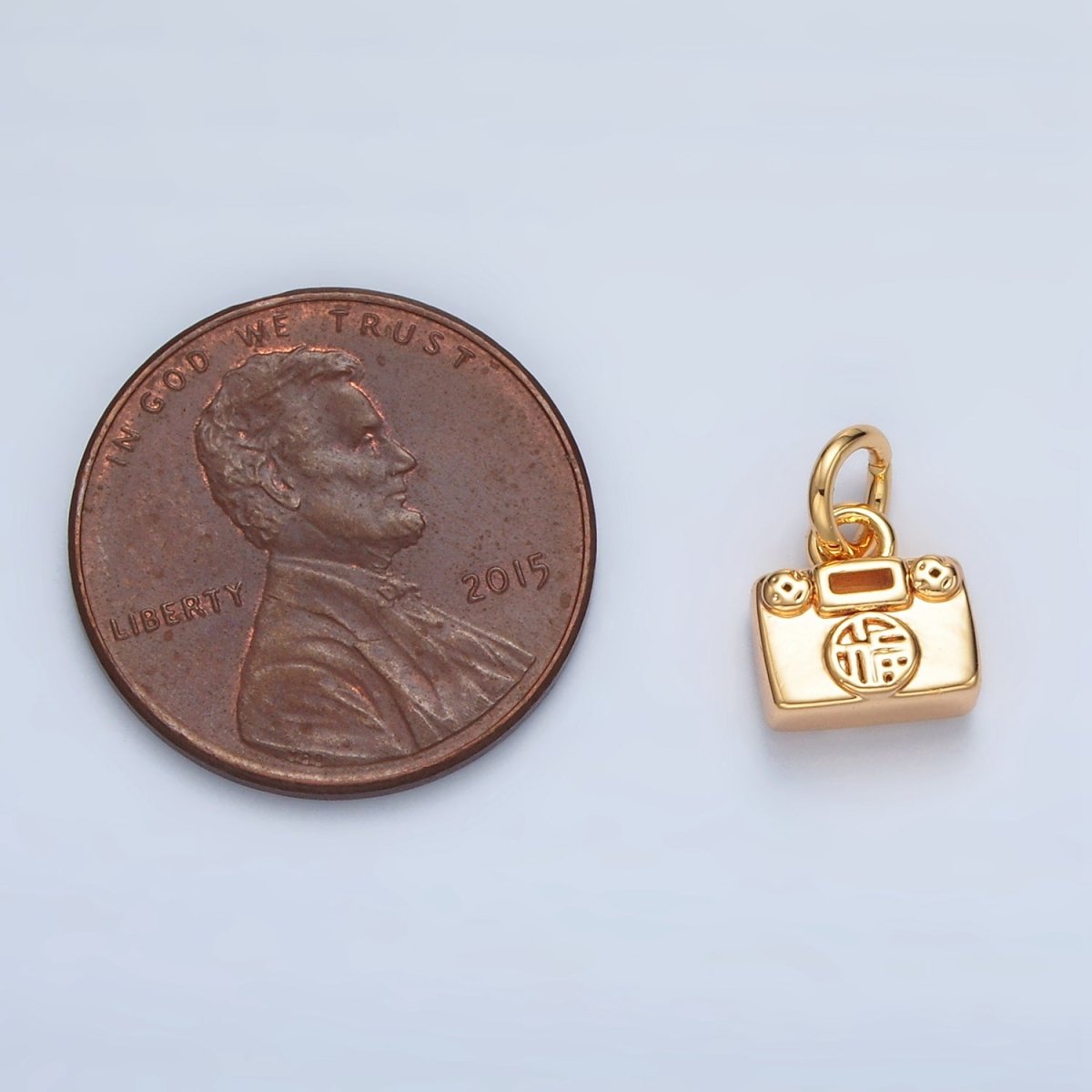 24K Gold plated Mandarin Script Lucky Mini Charm | AG936 - DLUXCA