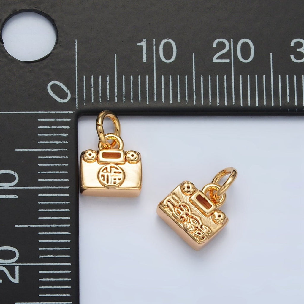 24K Gold plated Mandarin Script Lucky Mini Charm | AG936 - DLUXCA