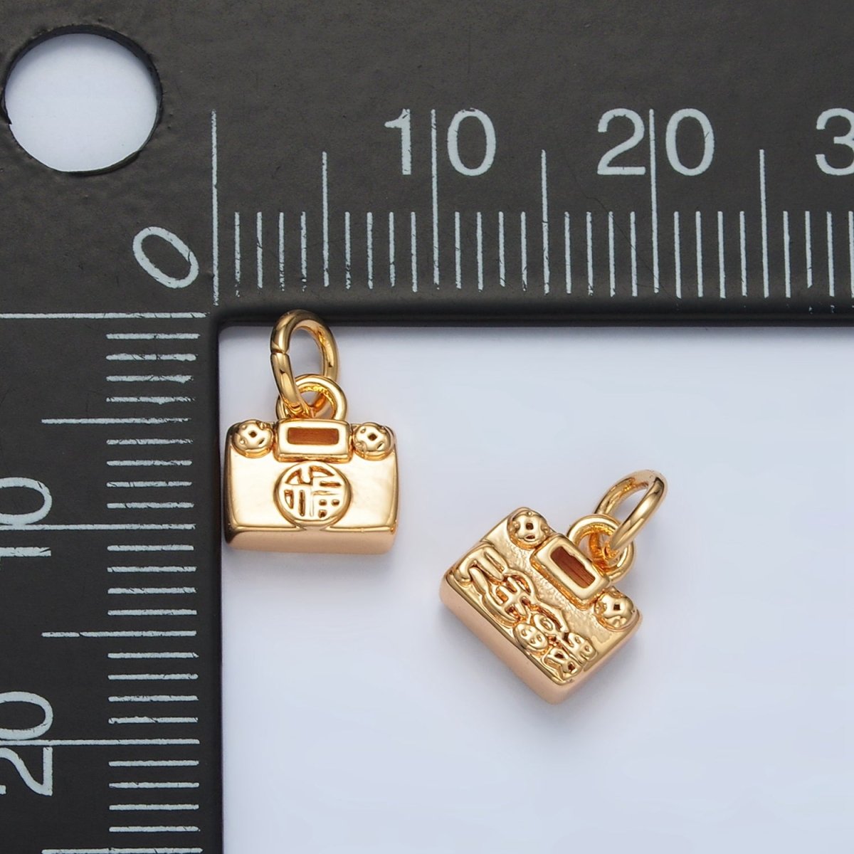 24K Gold plated Mandarin Script Lucky Mini Charm | AG936 - DLUXCA