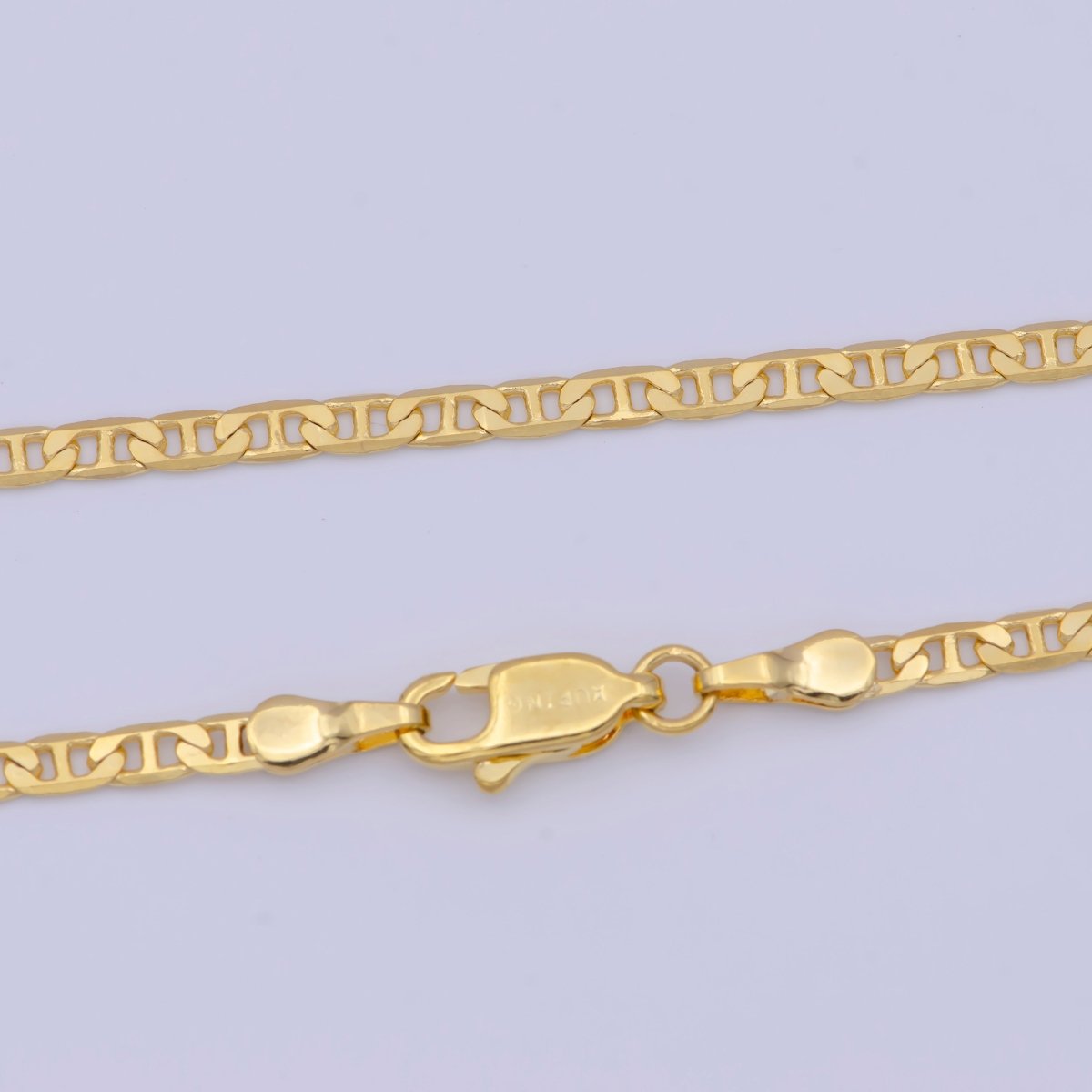 24k Gold plated Mariner Anchor Link Chain Necklace 2.3mm Yellow Mariner Link Chain Layering Necklace | WA-1125 Clearance Pricing - DLUXCA