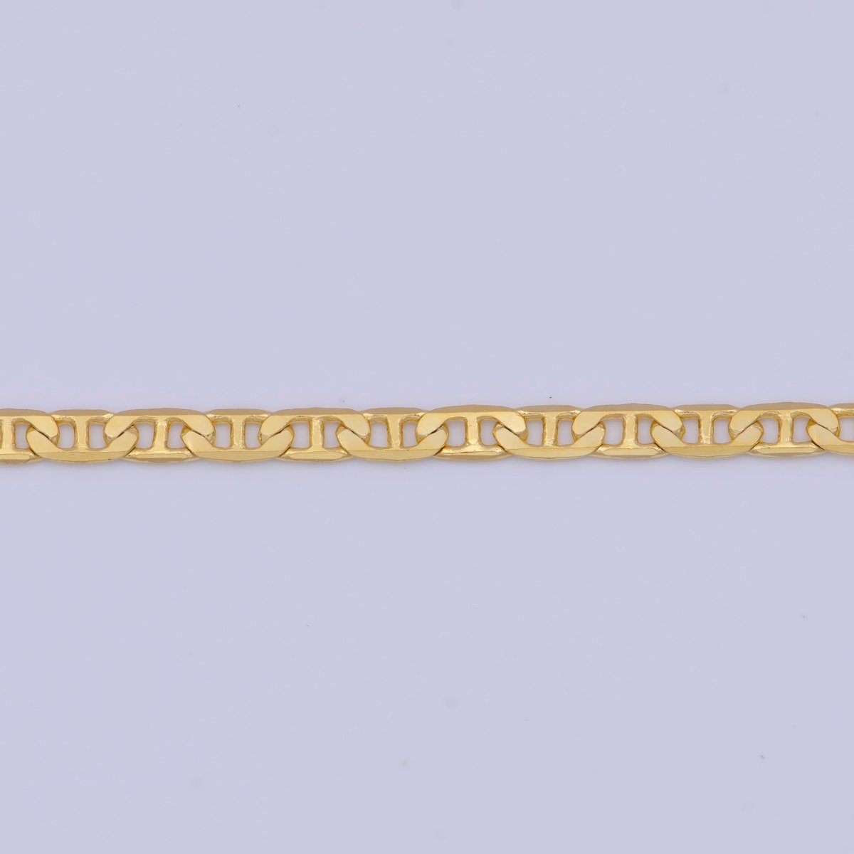 24k Gold plated Mariner Anchor Link Chain Necklace 2.3mm Yellow Mariner Link Chain Layering Necklace | WA-1125 Clearance Pricing - DLUXCA