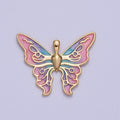 24K Gold plated Mariposa Butterfly Multicolor Gradient Pink Blue Purple Enamel Pendant H-200 - DLUXCA