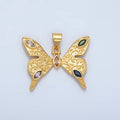 24K Gold plated Marquise CZ Artisan Butterfly Mariposa Insect Pendant | I285 - DLUXCA
